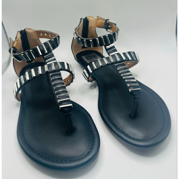 DV Dolce Vita Black Silver SIZE 7 Studded Gladiator Sandals - Picture 1 of 8